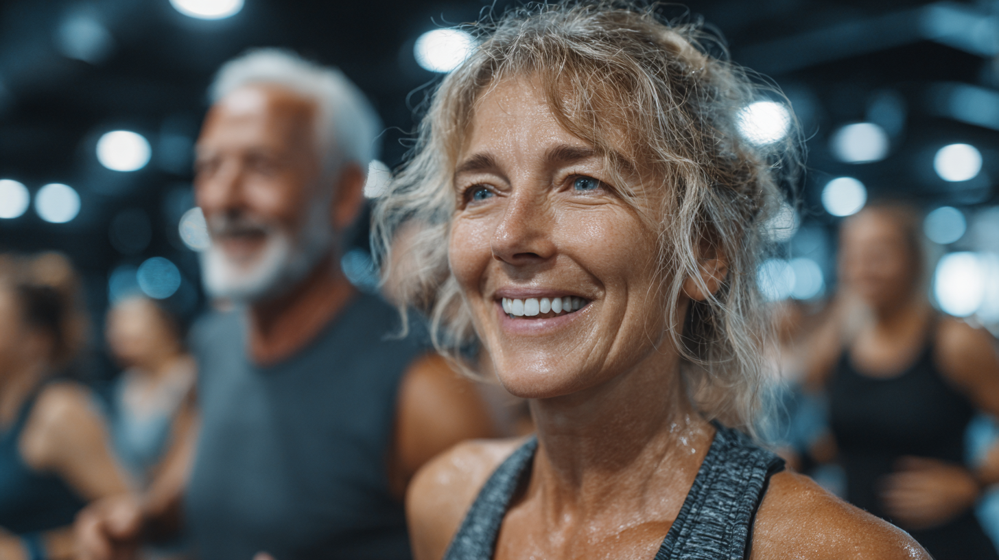Grup de seniori participând la activități de wellness în natură